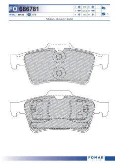 Тормозные колодки FOMAR ROULUNDS FO686781 Рено Vel Satis