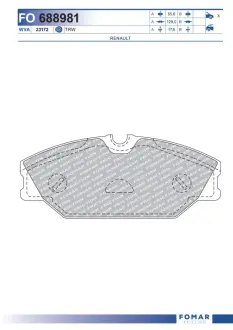 Тормозные колодки FOMAR ROULUNDS FO688981 Рено Megane