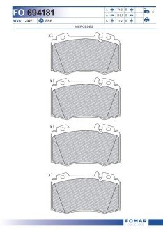 Тормозные колодки fomar roulunds FO 694181 на Мерседес C-Class S203/CL203