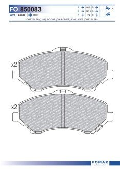 Тормозные колодки fomar roulunds FO850083 на Фиат Фримонт