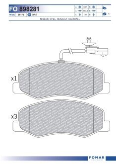 Тормозные колодки fomar roulunds FO898281 на Опель Мовано