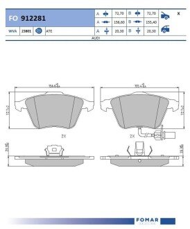 Тормозні (гальмівні) колодки fomar roulunds FO 912281 на Ауди А8 д3