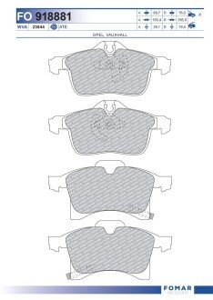 Тормозні (гальмівні) колодки fomar roulunds FO 918881 на Опель Зафира а