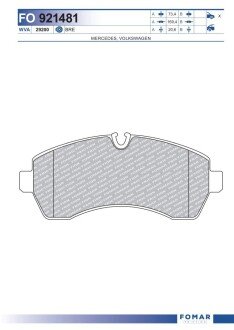 Тормозні (гальмівні) колодки fomar roulunds FO921481 на Фольксваген Крафтер