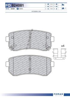 Тормозні (гальмівні) колодки fomar roulunds FO 924081 на Киа Спортейдж 4