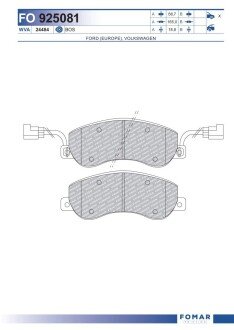 Тормозные колодки fomar roulunds FO 925081 на Форд Транзит 6