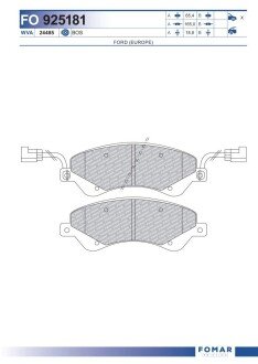 Тормозні (гальмівні) колодки fomar roulunds FO925181 на Форд Транзит 6