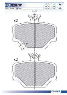 Тормозні (гальмівні) колодки fomar roulunds FO928781 на Smart Crossblade