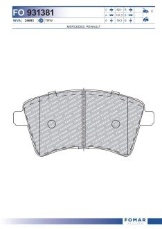 Тормозні (гальмівні) колодки fomar roulunds FO931381 на Рено Кенго 2