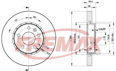 Вентилируемый тормозной диск fremax BD-6845 на Ниссан Примастар