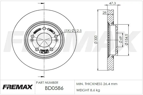 Передний тормозной диск fremax BD-0586