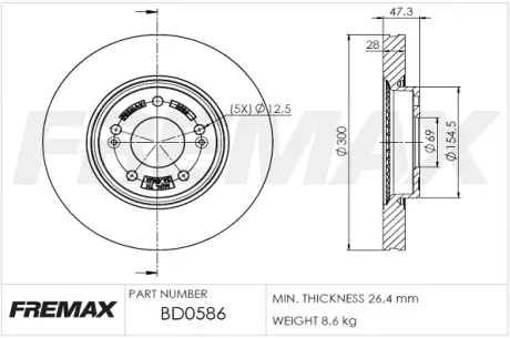Передний тормозной диск fremax BD-0586