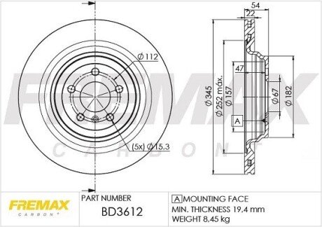 Гальмівний диск fremax BD-3612 на Мерседес M-Class w166