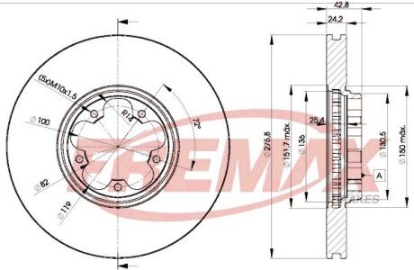 Вентильований гальмівний диск fremax BD5612