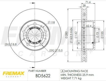 Тормозной диск fremax BD5622