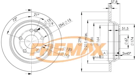 Задний тормозной диск fremax BD0416 Мерседес Виано