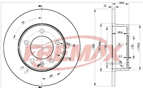Задний тормозной диск fremax BD1410