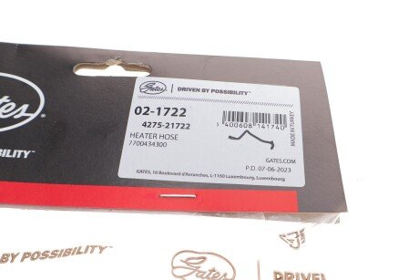 Патрубок отопителя gates 021722