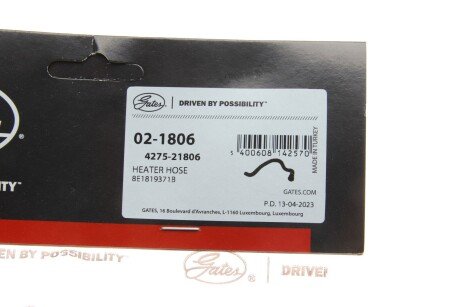 Патрубок отопителя gates 021806