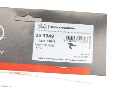 Патрубок радиатора нижний gates 053049