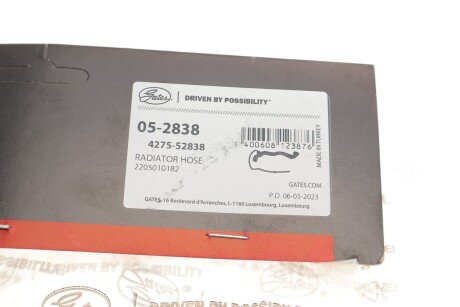 Патрубок радиатора верхний gates 052838