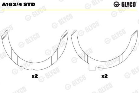 Опора колінвалу glyco A1634STD на Мерседес W168 (а160, а класс)