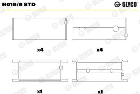 Подшипник коленвала glyco H016/5 STD на Вольво 940