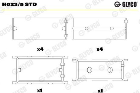 Подшипник коленвала glyco H023/5 STD