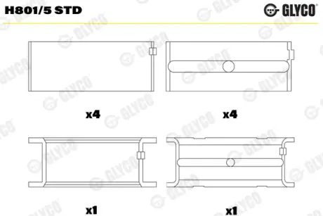 Подшипник коленвала glyco H8015STD Мерседес SL-Class