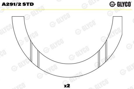 Полукольца упорные, комплект glyco A2912STD на Jeep Cherokee