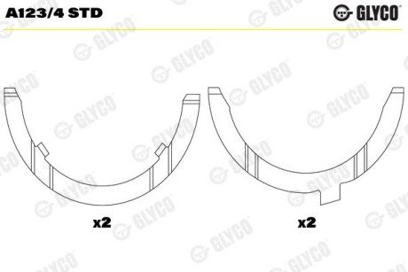 Упорные полукольца glyco A123/4 STD на Фольксваген Multivan T6