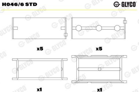 Вкладиші корінні (к-кт) glyco H0466STD на Вольво S40