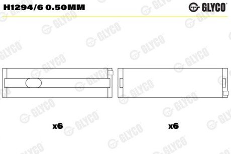 Вкладиші корінні (к-кт) glyco H1294/6 0.50MM на Фольксваген Туарег