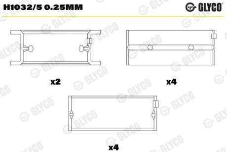 Вкладыши коренные glyco H1032/5 0.25MM на Митсубиси Colt