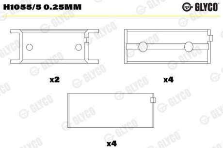 Вкладыши коренные glyco H10555025MM на Митсубиси Паджеро 2