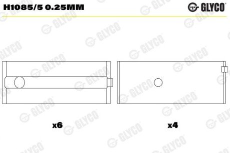 Вкладыши коренные glyco H1085/5 0.25MM на Рендж (ленд) ровер Фрилендер 1