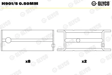 Вкладыши коренные Glyco H9015050MM