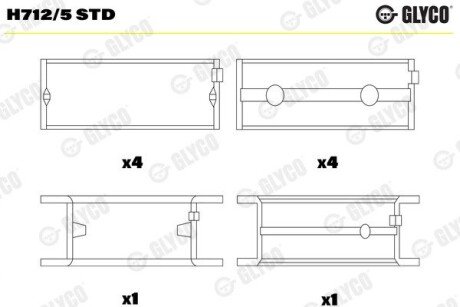 Вкладыши коренные MB OM314 glyco H712/5 STD на Мерседес T2