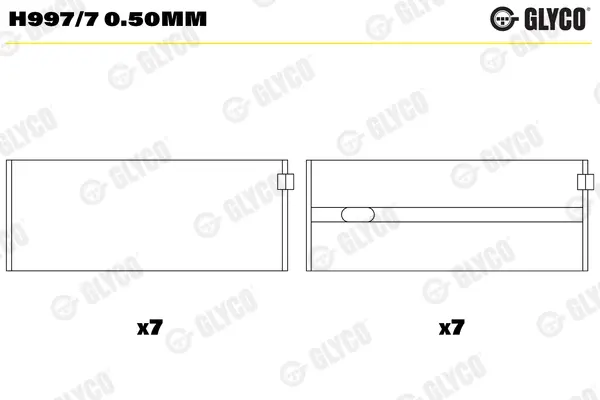 Вкладыши коренные MB OM601/OM602/OM603 glyco H9977050MM