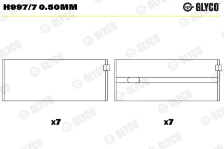 Вкладыши коренные MB OM601/OM602/OM603 glyco H9977050MM Мерседес W126