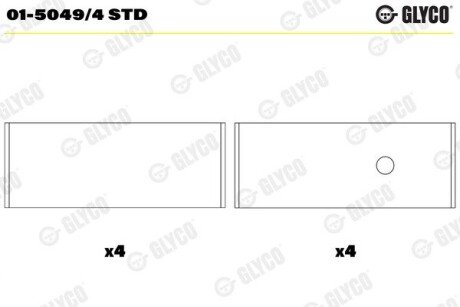 Вкладыши шатунные glyco 01-5049/4 STD на Ниссан Тиида