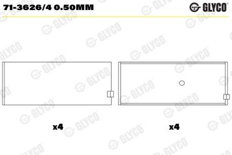 Вкладыши шатунные glyco 71-3626/4 0.50MM на Опель Калибра