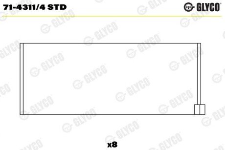 Вкладыши шатунные glyco 71-4311/4 STD на Рено 21