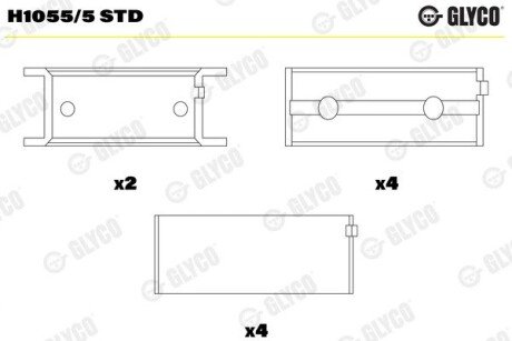 Вкладиші шатунні glyco H10555STD