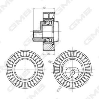 BMW Ролик направляющий клинового ремня 320/325/520/525 M50 90- gmb GTC0500