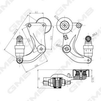 HONDA Ролик з натяжним механізмом CIVIC 1.6-2.0 11- gmb GHAT207