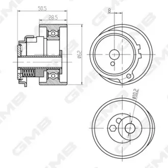 MAZDA Ролик натяжителя ремня 626 1.8 92-,Premacy 99- GMB GTB0870 Мазда 626 gf