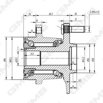Підшипник задньої ступиці gmb GH23650M на Субару Легаси