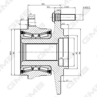 Підшипник задньої ступиці gmb GH35140