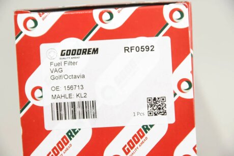 Фільтр паливний Golf IV/T5/A3 1.6/1.8/A4/A6 00>/Octavia -04/Chery Amulet 03- (бензин) goodrem RF0592